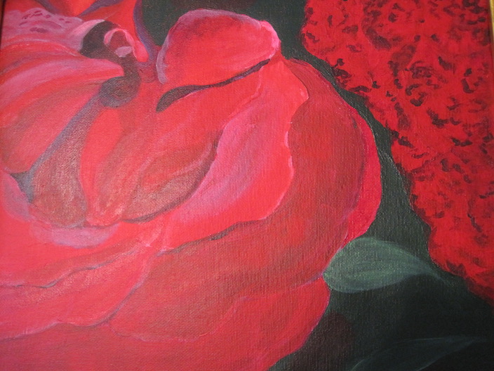 "Red" - A close-up painting of one of my favorite flowers in my very favorite color