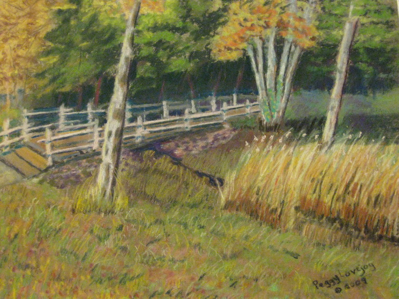 "Roadside Park" - A pastel painting showing the autumn beautiy of a roadside park in Michigan.